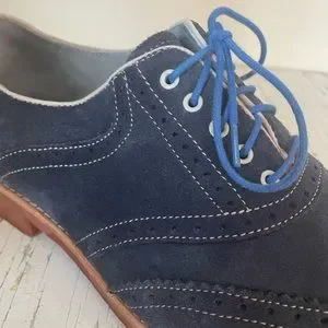 Johnston and Murphy Ellington Sheepskin 11.5 Blue Suede Derby Bowling Lace Up Johnston & Murphy Warner Plain Toe Navy Blue Tumbled Nubuck  main image 4